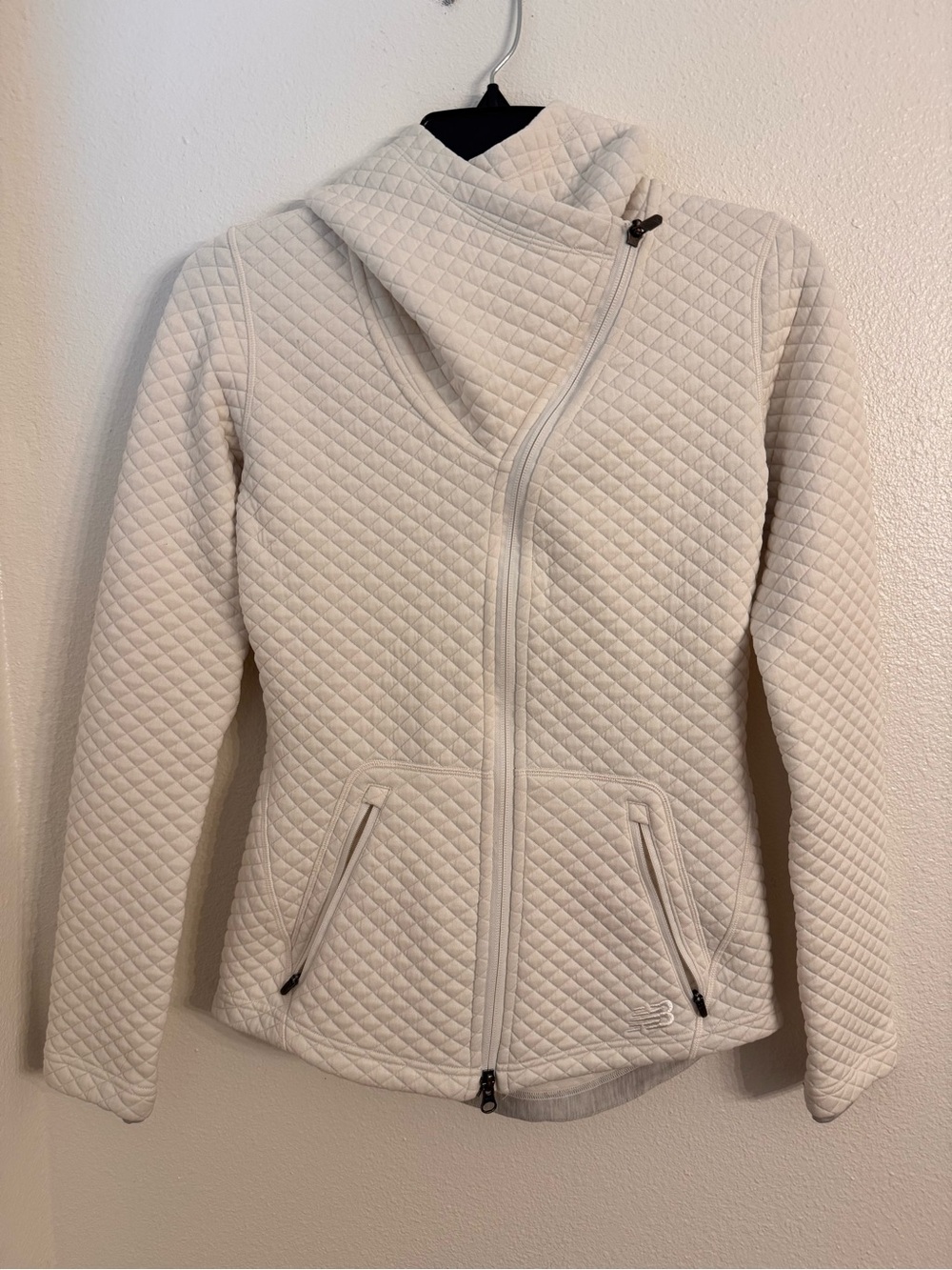 New Balance Quilted Hooded Jacket - Cream/Off-White XS